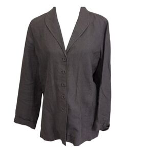 Eileen Fisher 100% Linen Jacket Dark Grey Size M